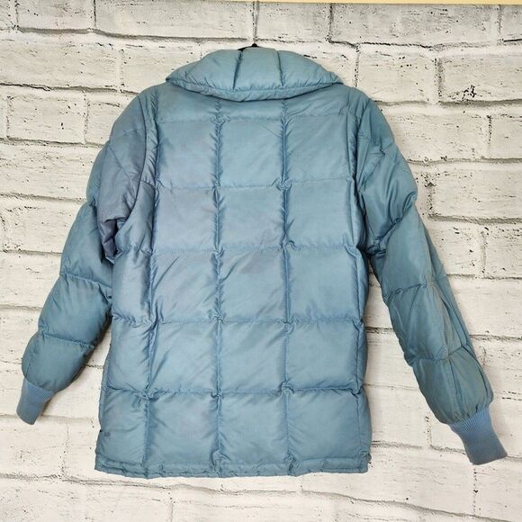 Vintage Eddie Bauer Down Puffer Zip Jacket Blizzard Proof Womens Medium Blue - Picture 3 of 9